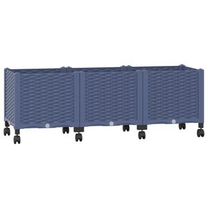 vidaXL Vrtni saksija s kotačima Plavo Sivo 120 x 40 x 48 cm PP