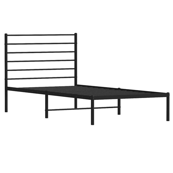 vidaXL Metalni okvir za krevet s uzglavljem crni 75x190 cm