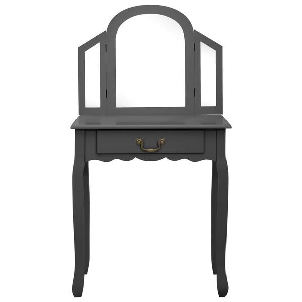 vidaXL Toaletni stolić sa stolcem sivi 65x36x128 cm paulovnija i MDF