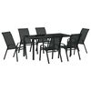 vidaXL Vrtni set za objed 7 pcs Crna Čelik s prahom