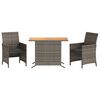 vidaXL 3-dijelni bistro set od poliratana s jastucima sivi