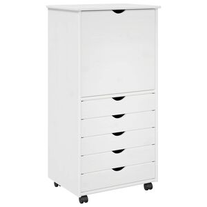 vidaXL Mobilni ormar 53 x 39 x 103 cm Čvrsto borovo drvo Bijelo