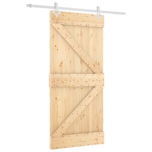 vidaXL Klizna vrata 95 x 210 cm Čvrsta borovina (neobrađena)