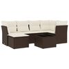 vidaXL 7-dijelni set vrtnih sofa od poliratana s jastucima smeđi