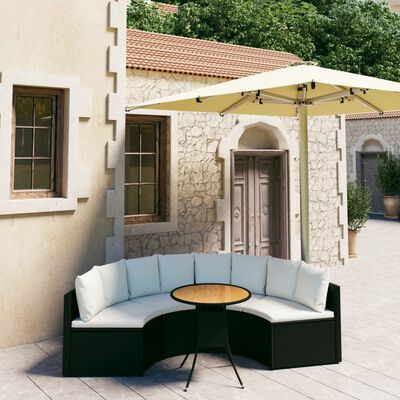 vidaXL 5-dijelni set vrtnih sofa od poliratana s jastucima crni