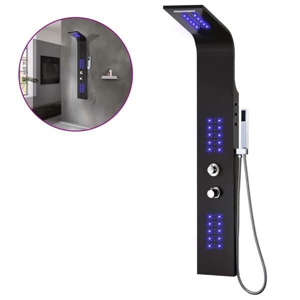 vidaXL Panel za tuširanje aluminijski 20 x 44 x 130 cm crni