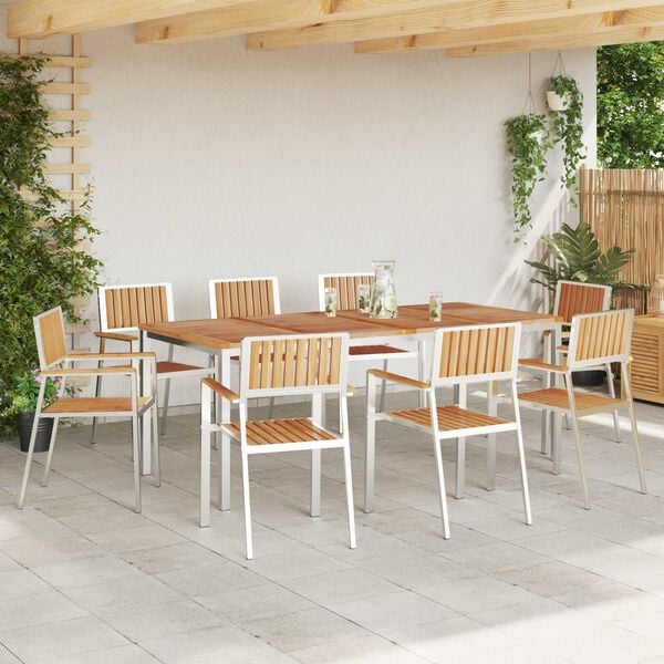 vidaXL Vrtna stolica 8 pcs Smeđa 56 x 54,5 x 87 cm Čvrsto teak drvo