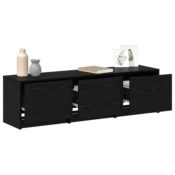vidaXL TV ormar s LED lampama s ladicama Crni hrast 140 x 34 x 40 cm