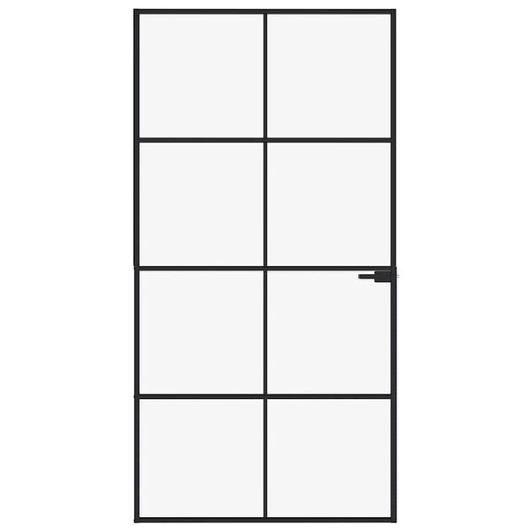 vidaXL Sobna vrata crna 102 x 201,5 cm kaljeno staklo i aluminij tanka