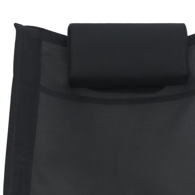 vidaXL Ležaljka za sunčanje s jastukom crna od tekstilena
