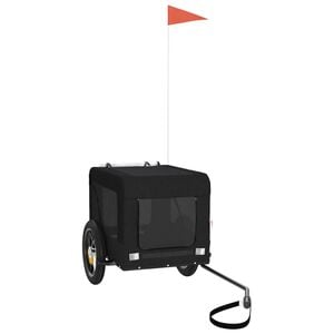 vidaXL Prikolica za bicikl za ljubimce crna od tkanine i željeza