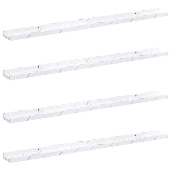 vidaXL Polica na zidu s policom 4 pcs Bijeli mramor 100 x 9 x 3 cm