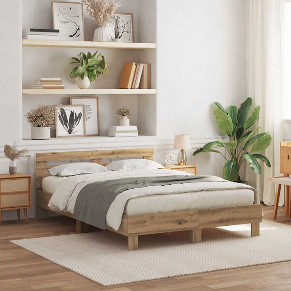 vidaXL Krevetna konstrukcija Umjetnički hrast 140 x 190 cm