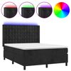 vidaXL Krevet box spring s madracem LED crni 140x200 cm bar&scaron;un