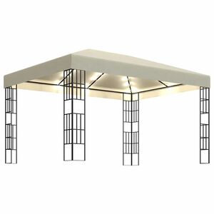 vidaXL Sjenica s LED svjetlosnim trakama 3 x 4 m krem