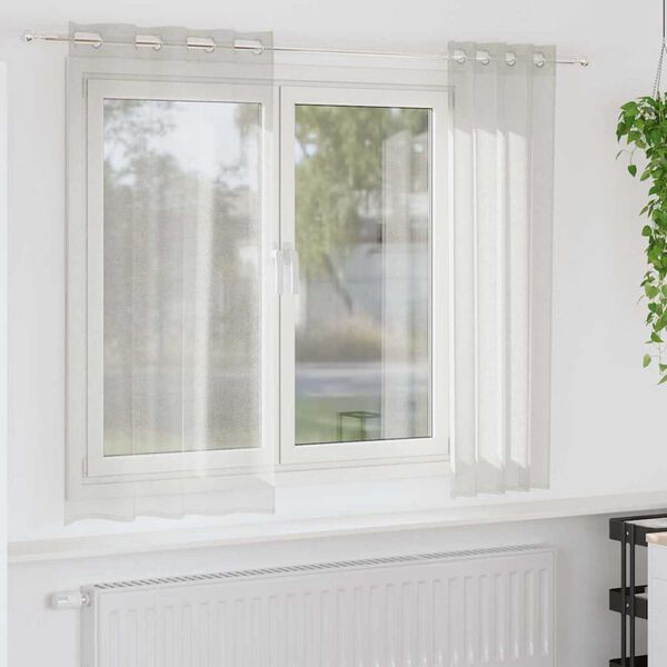 vidaXL Voile zavjesa sa zavjesama 2 pcs Krema 175 x 140 cm Poliester