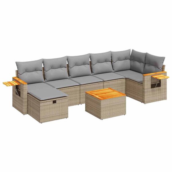 vidaXL 7-dijelni set vrtnih sofa od poliratana s jastucima bež