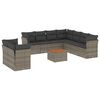 vidaXL 10-dijelni set vrtnih sofa od poliratana s jastucima sivi