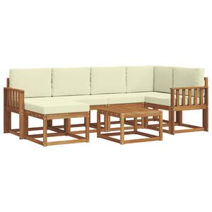 vidaXL Set vanjskih sofa s jastukom 7 pcs Prirodna i krem
