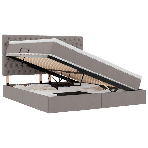vidaXL Krevet s prostorom za pohranu s LED-om Sivo-smeđa 160 x 200 cm