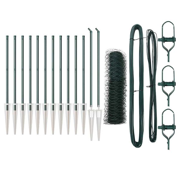 vidaXL Stup za ogradu Zelena 25 x 0,6 m (mreža 36 mm) Čelik i PVC