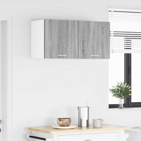 vidaXL Viseći ormarić 2 pcs Siva Sonoma i bijela 40 x 31 x 40 cm