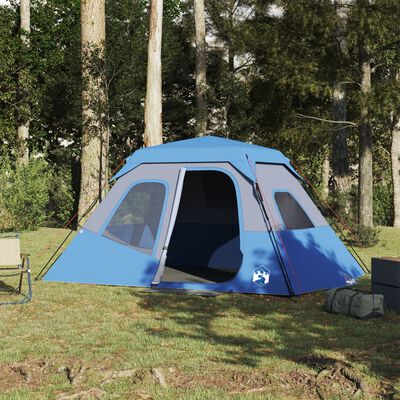 vidaXL Obiteljski šator za 6 osoba plavi vodootporni brzo otpuštanje
