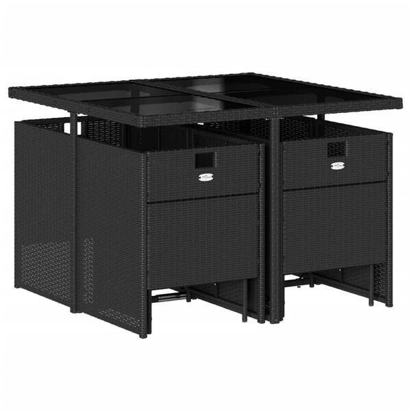 vidaXL 9-dijelni vrtni blagovaonski set s jastucima crni od poliratana