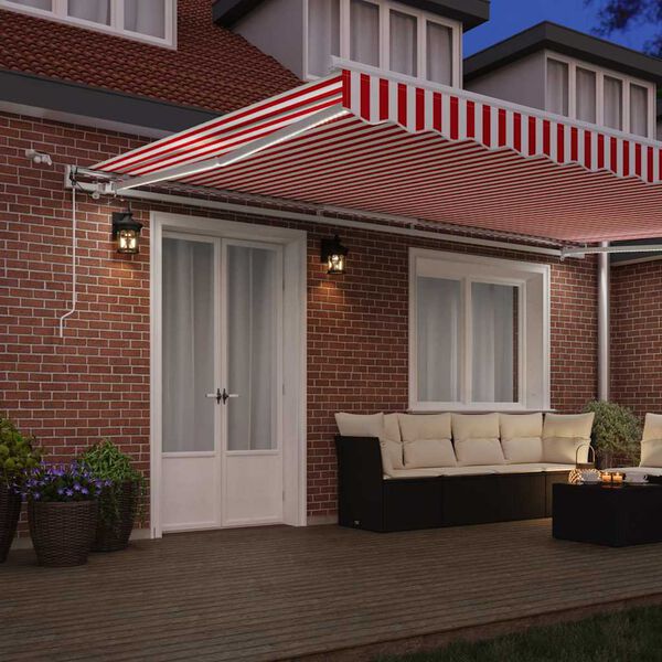 vidaXL Skrovita tenda Crvena i bijela 500 &times; 350 cm Poliester i metal