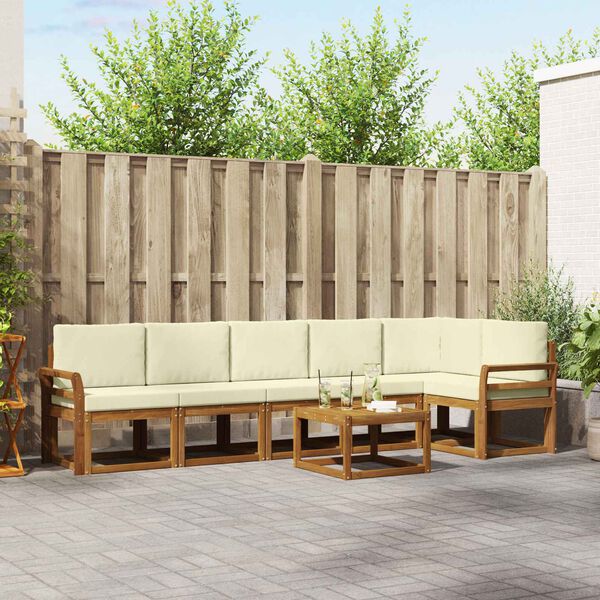 vidaXL Set vanjskih sofa s jastukom 7 pcs Prirodna i krem