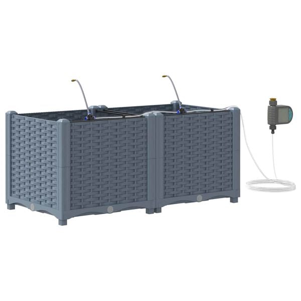 vidaXL Vrtna saksija 2 pcs Svijetlo siva Čelik