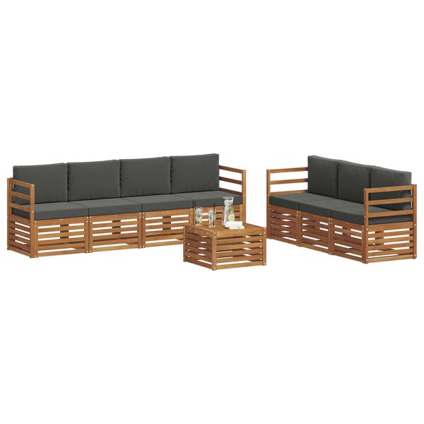 vidaXL Setovi sofa 8 pcs Prirodna i antracit Čvrsto drvo akacije