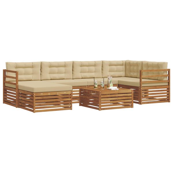 vidaXL Set vanjskih sofa s jastukom 7 pcs Prirodna i bež