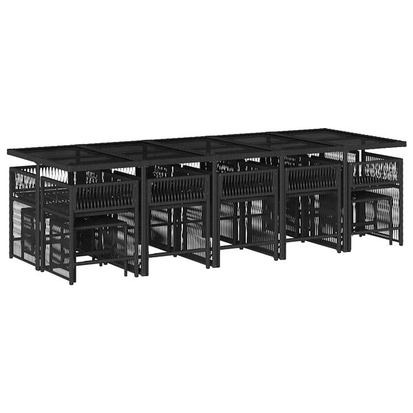 vidaXL 15-dijelni vrtni blagovaonski set s jastucima poliratan crni