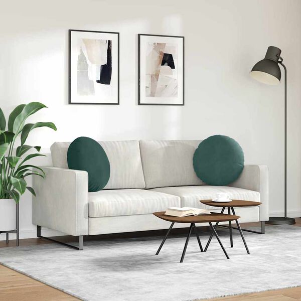 vidaXL Jastučići za sjedenje 2 pcs Tamnozelena &Oslash; 40 x 13 cm Bar&scaron;un