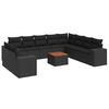 vidaXL 11-dijelni set vrtnih sofa od poliratana s jastucima crni