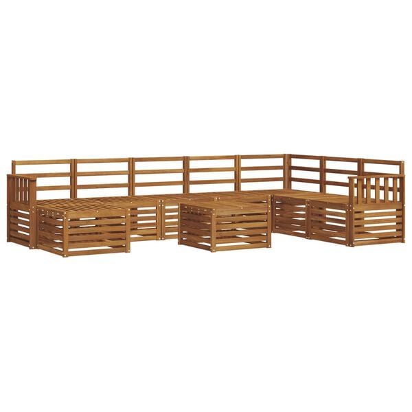 vidaXL Sekcijska garnitura 9 pcs Prirodna Čvrsto drvo akacije