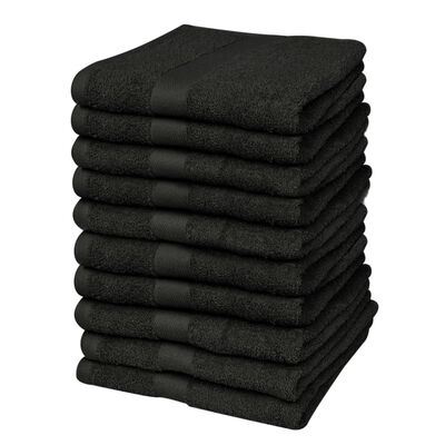 vidaXL Set pamučnih ručnika za goste 10 kom 500 gsm 30 x 50 cm crni