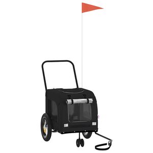 vidaXL Prikolica za bicikl za kućne ljubimce Crna 125 x 53 x 54 cm