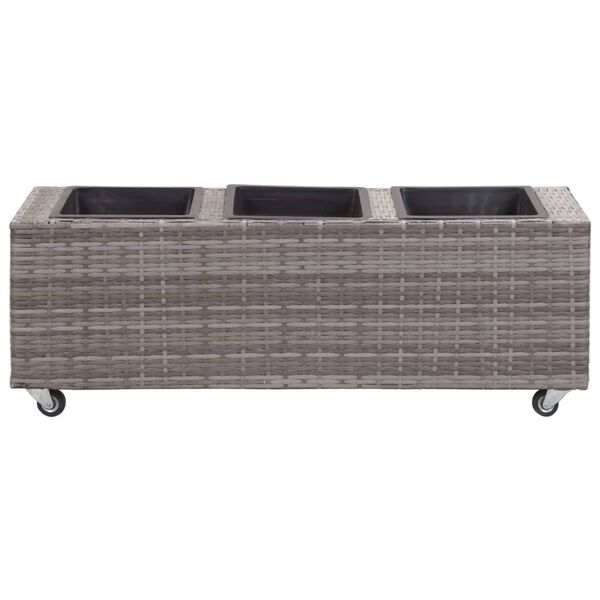 vidaXL Vrtna sadilica s 3 posude 100 x 30 x 36 cm od poliratana siva