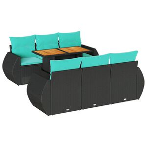vidaXL 7-dijelni set vrtnih sofa od poliratana s jastucima crni
