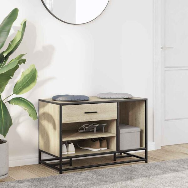 vidaXL Klupa za cipele Sonoma hrast Konstruirano drvo i metal