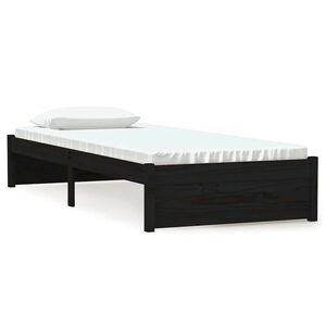vidaXL Okvir za krevet od masivnog drva crni 75 x 190 cm mali