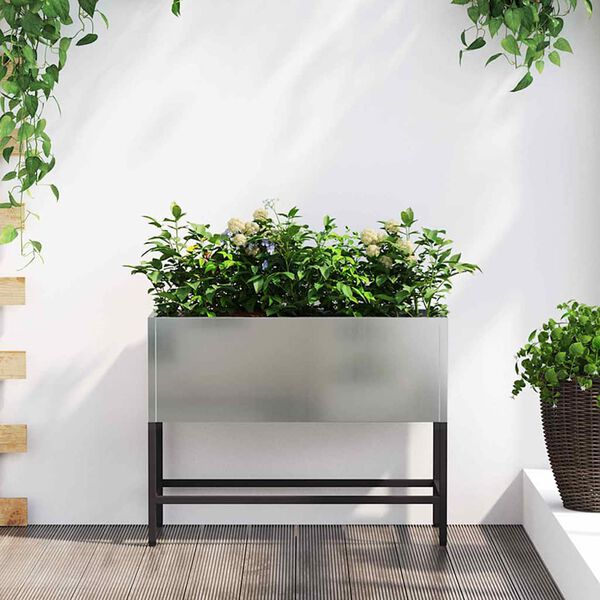 vidaXL Povišeni Vrtni Planter Srebrno 60 x 26 x 45 cm Cinkani čelik