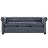 vidaXL Set sofa Chesterfield od umjetne bru&scaron;ene kože sivi
