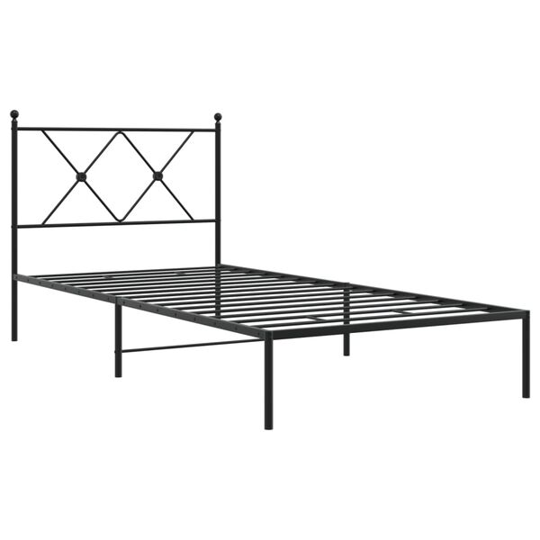 vidaXL Metalni okvir za krevet s uzglavljem crni 90x190 cm