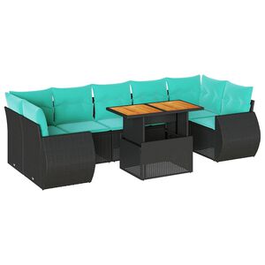 vidaXL 8-dijelni set vrtnih sofa od poliratana s jastucima crni