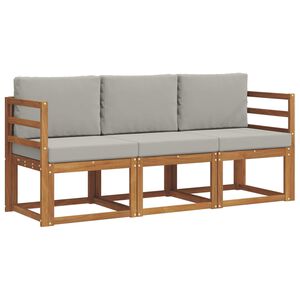 vidaXL Set vanjskih sofa s jastukom 3 pcs Prirodna i svijetlo siva