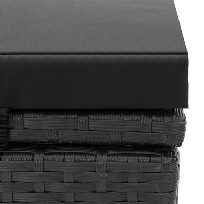 vidaXL Dvostruka ležaljka za sunčanje s jastukom od poliratana crna