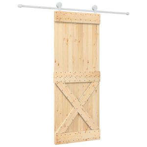 vidaXL Klizna vrata 80 x 210 cm Čvrsta borovina (neobrađena)